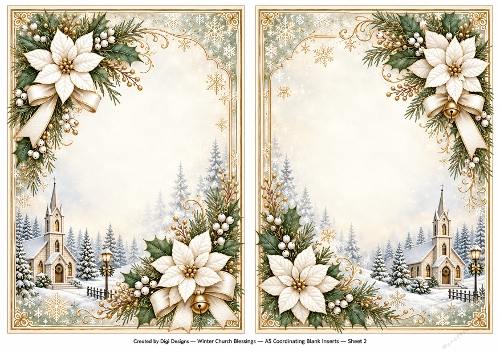 A5 Vintage Winter Church - Blank Insert 