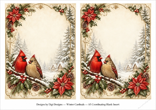 A5 Winter Cardinals - Blank Insert 