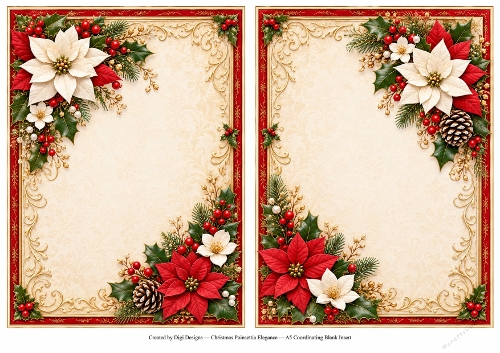 A5 Christmas Poinsetta - Blank Insert 