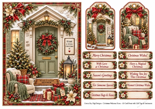 A5 Christmas Welcome Home - Quick Card Front with Sentiments 