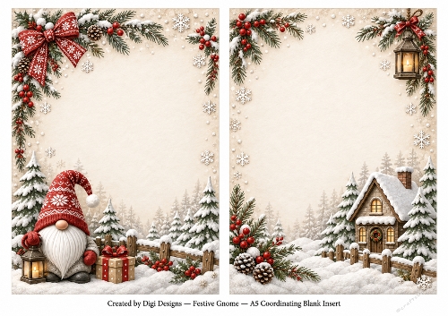 A5 Festive Gnome 2 - Blank Insert 