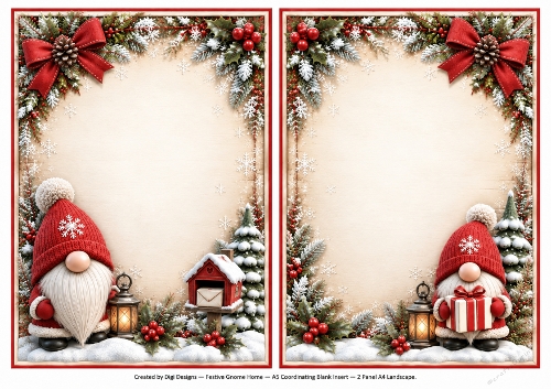A5 Festive Gnome 3 - Blank Insert 
