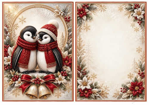 A5 Festive Penguin - Blank Insert 