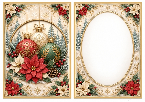 A5 Luxurious Embossed Christmas - Blank Insert 