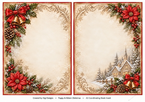 A5 Puppy & Kitten Christmas - Blank Insert 