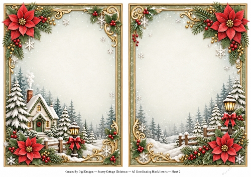 A5 Snowy Cottage - Blank Insert 