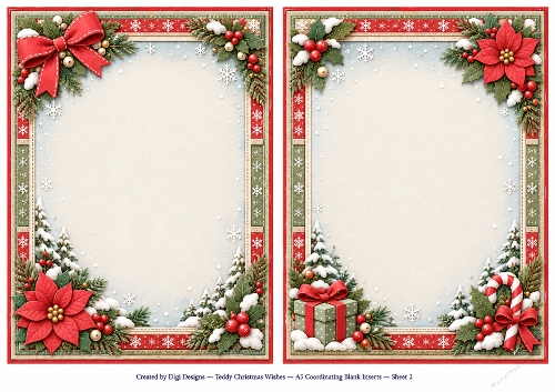 A5 Teddy Christmas - Blank Insert 