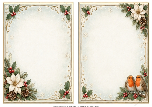 A5 Vintage Christmas Robin - Blank Insert 