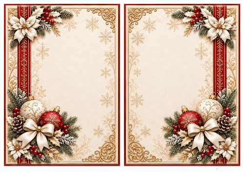 A5 Vintage Gold Christmas - Blank Insert 