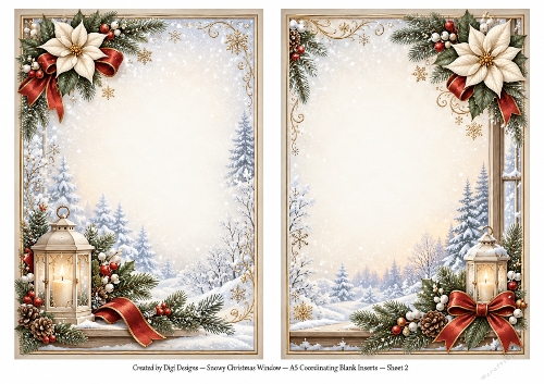 A5 Vintage Snowy Christmas - Blank Insert 