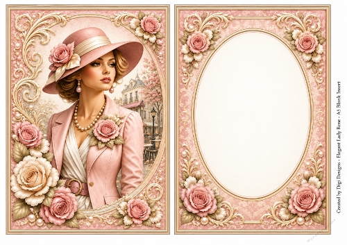A5 Vintage Rose Parisian Ladies - Blank Insert 