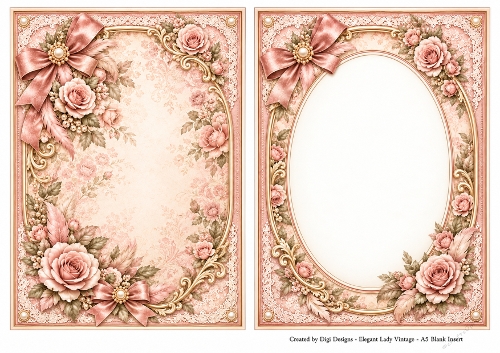 A5 Vintage Rose Ladies - Blank Insert 