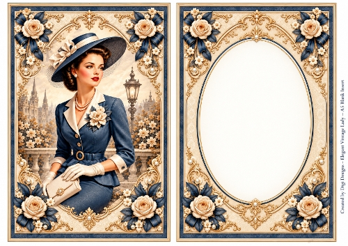A5 Elegant Vintage Ladies - Blank Insert 
