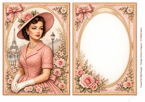 A5 Vintage Parisian Ladies - Blank Insert 