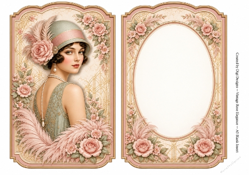 A5 Vintage Art Deco Flapper Ladies - Blank Insert 