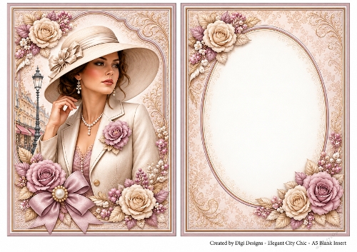 A5 Elegant Vintage City Chic Ladies - Blank Insert 