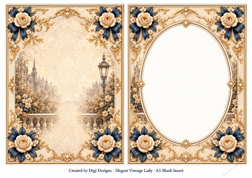 A5 Elegant Vintage Ladies - Blank Insert 