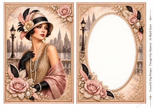 A5 Vintage Art Deco Flapper Ladies - Blank Insert 