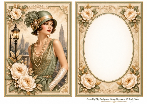 A5 Vintage Art Deco Flapper Ladies - Blank Insert 
