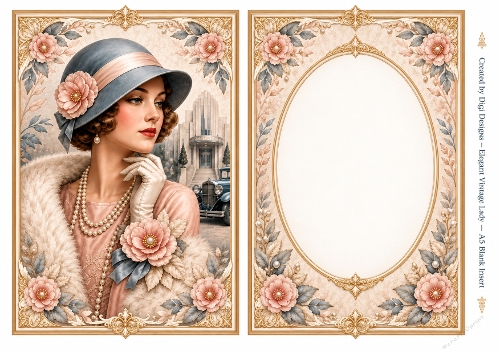 A5 Elegant Vintage Ladies - Blank Insert 