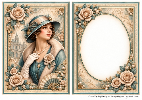 A5 Art Deco Vintage Ladies - Blank Insert 