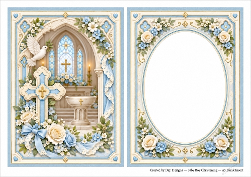 A5 Christening Baby Boy - Blank Insert 
