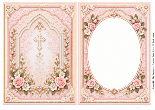 A5 Christening Baby Girl - Blank Insert 