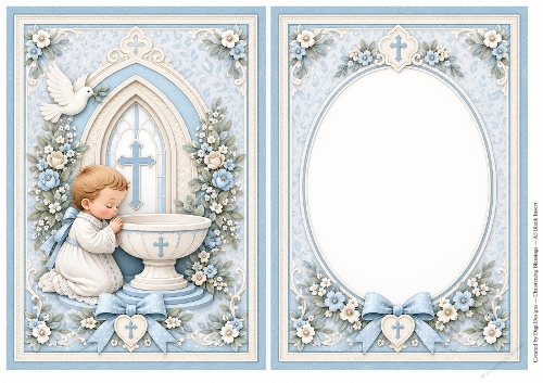 A5 Christening Baby Boy - Blank Insert 