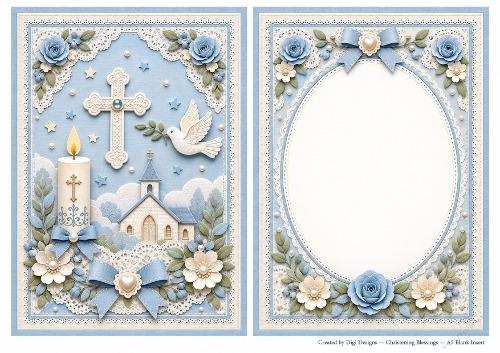 A5 Christening Baby Boy - Blank Insert 