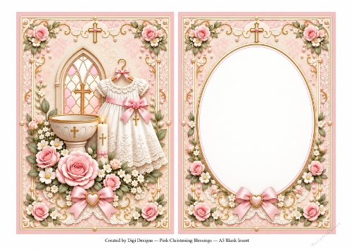 A5 Christening Baby Girl - Blank Insert 