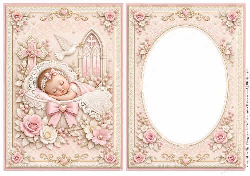 A5 Christening Baby Girl - Blank Insert 