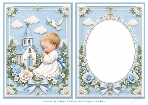 A5 Christening Baby Boy - Blank Insert 