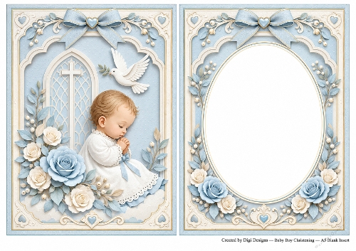 A5 Christening Baby Boy - Blank Insert 