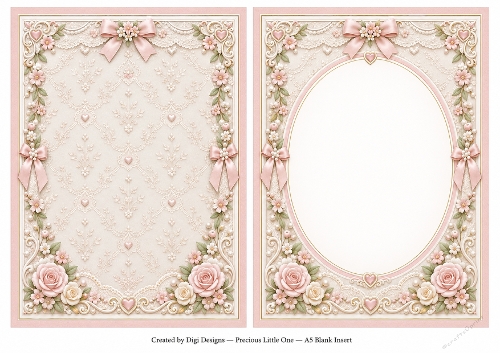 A5 Christening Baby Girl - Blank Insert 