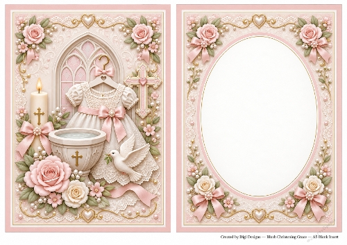 A5 Christening Baby Girl - Blank Insert 