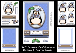 Snowman with Blue & Brown Scarf for 10x7 Card