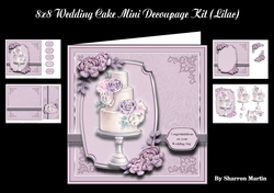 8x8 Wedding Cake Lilac Mini Decoupage Kit - x4 A4 Sheets