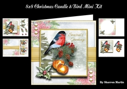 8x8 Christmas Candle & Bird Mini Kit - x4 A4 sheets 