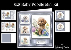8x8 Baby Poodle Mini Kit - Decoupage, & Pyramage - x5 A4 sheets