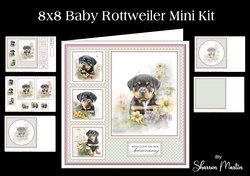 8x8 Baby Rottweiler Mini Kit - Decoupage, & Pyramage - x5 A4 sheets