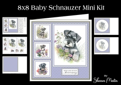 8x8 Baby Schnauzer Mini Kit - Decoupage, & Pyramage - x5 A4 sheets