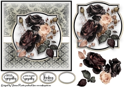 7x7 With Heartfelt Sympathy 3 Card Front, Topper, Decoupage & Sentiments