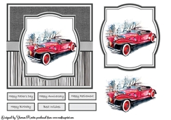 6x6 My Retirement Car Card Front, Topper, Decoupage and sentiments