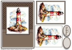 A5 Lighthouse 2 Card Front, Toppers and Sentiments