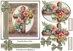 7x7 Sympathy Cross Card Front, Topper, Decoupage and Sentiments