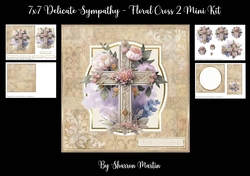7x7 Delicate Sympathy - Floral Cross 2 Mini Kit - x4 A4 Sheets