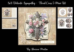 8x8 Delicate Sympathy - Floral Cross 5 Mini Kit - x4 A4 sheets