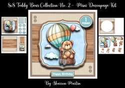 8x8 Teddy Bear Collection No. 2 - Mini Decoupage Kit - x4 A4 Sheets