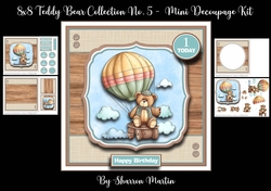 8x8 Teddy Bear Collection No. 5 - Mini Decoupage Kit - x4 A4 Sheets 
