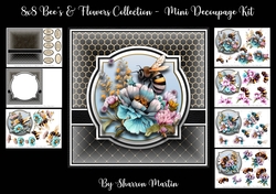 8x8 Bees & Flowers Collection - x7 A4 Sheets Decoupage